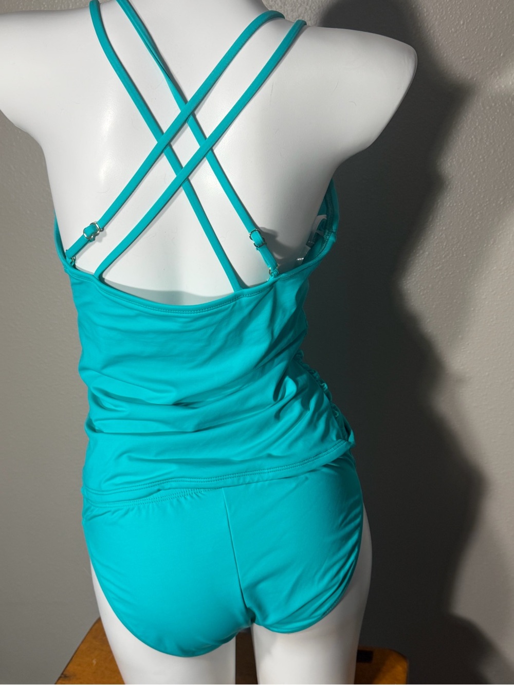 Turquoise V-Neck Tankini Set - Picture 3 of 5